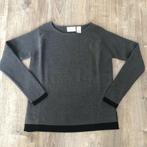Preview Collection Petites 100% Extra Fine Merino Wool Gray Sweater Extra Small